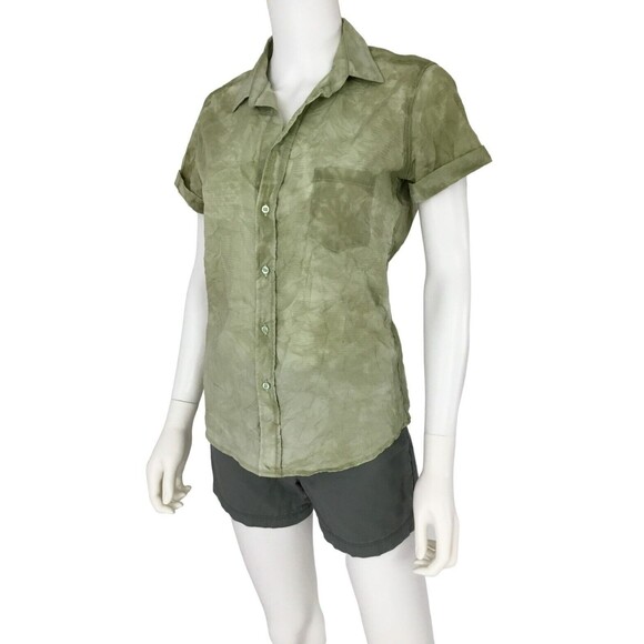 Frank & Eileen Women Billy Jean Shirt sz S Crinkle Button Up Casual Quiet Luxury - Picture 4 of 15
